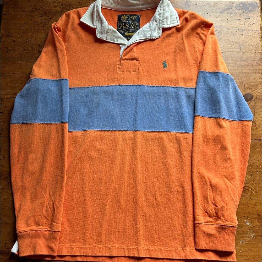 Ralph Lauren Orange and White Polo Shirt
